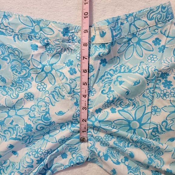 Lilly Pulitzer Cropped Pants Blue White Lion Floral Print Preppy Size 4 - Picture 9 of 11